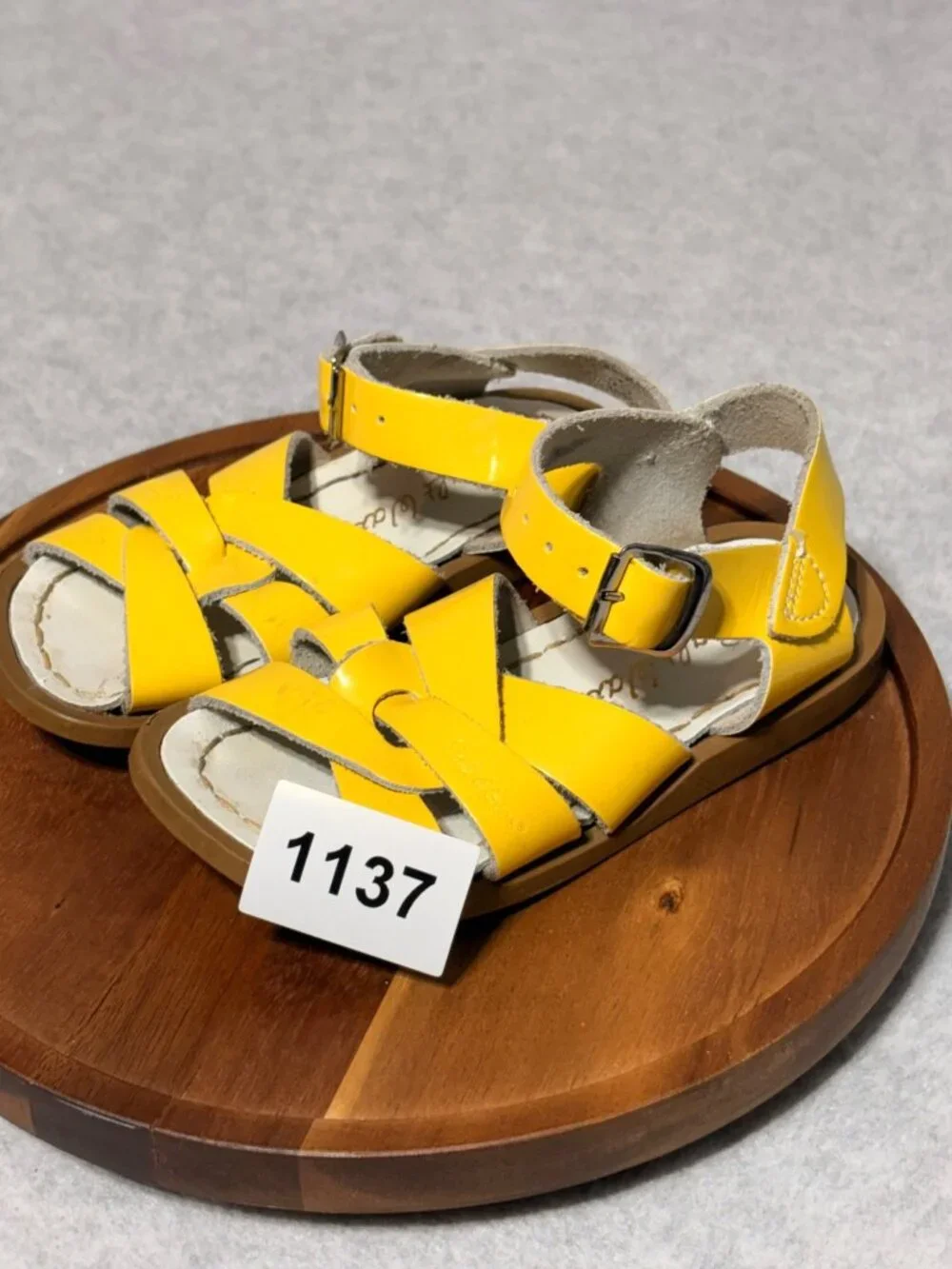 Salt Water Sandals Toddler 7 Yellow Leather Adjustable Buckle Straps Rubber Sole